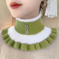 thumbnail image 6 of D-GROEE Thermal Scarf Women Winter Scarf Fake High Collar Color Matching Ruffle Decor Knitted Elastic Warm Windproof Neck Protection Decorative Neck Warmer, 6 of 7