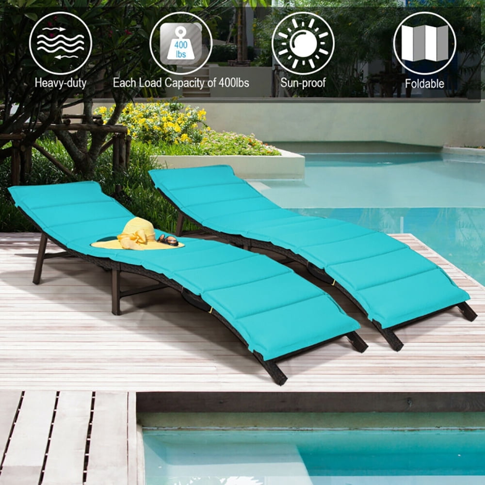 Aimee Lii 2Pcs Folding Patio Lounger Chair, Beach Lounge Chair for Outdoor, Patio Loungers, Turquoise Aimee Lii 2Pcs Folding Patio Lounger Chair, Beach Lounge Chair for Outdoor, Patio Loungers, Turquoise