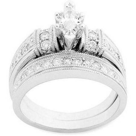 1 Carat Diamond Marquise Bridal Set in 10Kt White Gold - Walmart.com