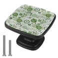 thumbnail image 1 of 4 Pcs Cabinet Handle Drawer Pulls Green Floral Modern Art Knobs with Screws Square Furniture Office Cabinet Knob Decoration, 1 of 7