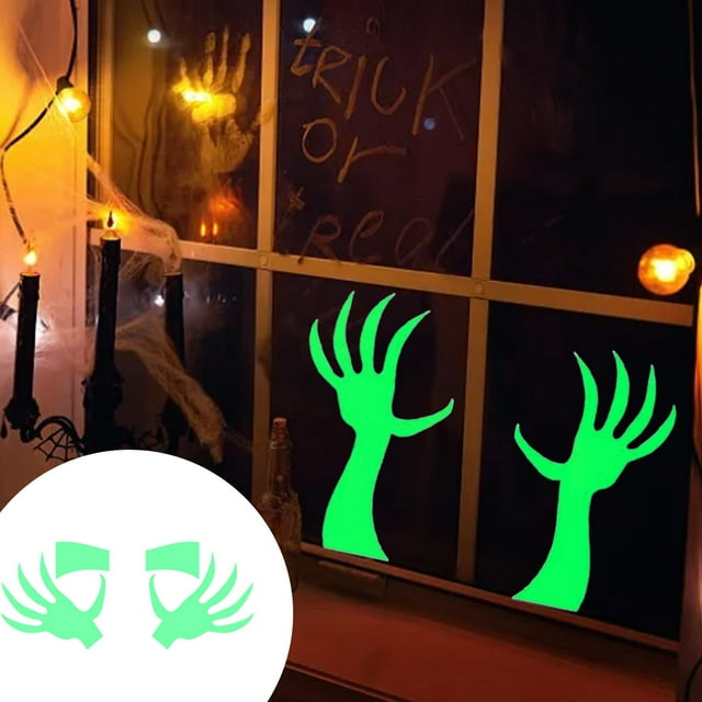 Decoración de Halloween con ojos de fantasma brillantes | Pegatinas para ventanas, paredes y puertas, tanto para interiores como para exteriores, para una decoración espeluznante.
