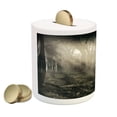thumbnail image 2 of Gothic Piggy Bank, Photo of Dark Forest Scenery Sunbeams and Fog Vintage Nostalgic Colors Fantasy Art, Ceramic Coin Bank Money Box for Cash Saving, 3.6" X 3.2", Brown, by Ambesonne, 2 of 4