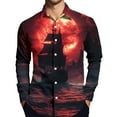 thumbnail image 4 of Domuza Long Sleeve Shirts for Men Halloween Novelty Novelty Print Button Down Tops Casual Regular Fit Lapel Dress Shirts for Halloween Party Red M, 4 of 5