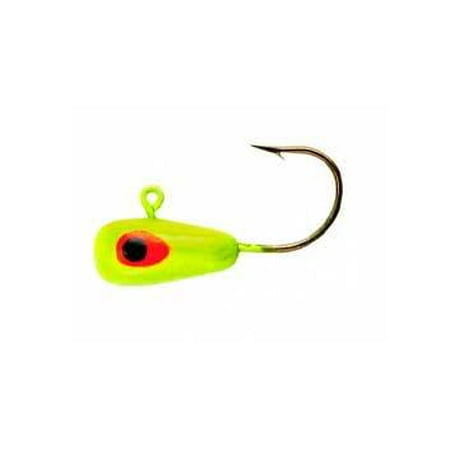 Lindy Live Bait Jig Fishing Lure - Works with Minnows Leeches Nightcrawlers Soft Plastics Etc. Chartreuse Yellow 1/16 oz