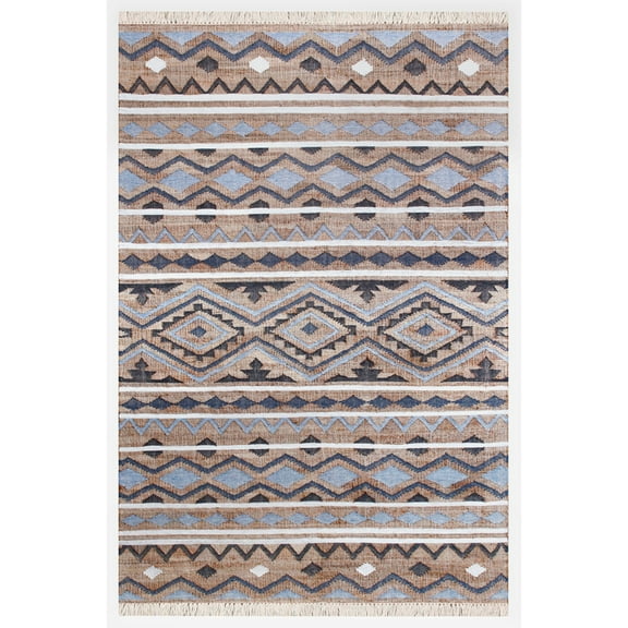 Ox Bay Finley Coastal, Modern Geometric Hand-Made Area Rug, 4' x 6'