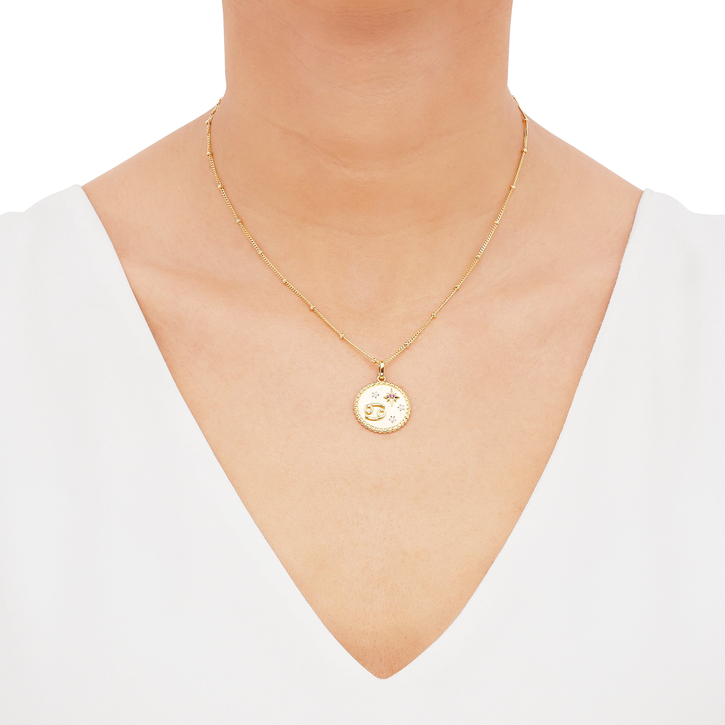 Brilliance Fine Jewelry Cancer Symbol Pendant in Sterling Silver and 14K Gold Plate,20"