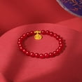 thumbnail image 5 of ZHOU LIU FU 24K Gold Beaded Bracelets Red Agate Fu Charm Jewelry 17cm for Women A1910731, 5 of 8