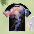 thumbnail image 4 of Jellyfish Ocean Style Womens Tops Women's Fashion Casual Short Sleeve Flower Print Round Neck Pullover Top Blouse, 4 of 6