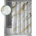 thumbnail image 3 of Small Stall Shower Curtain 36x78 Inch Narrow Half Size Modern White Gold Bath Curtains Bathroom Decor Abstract Marble Geometric Waterproof Fabric Shower Curtain Set with Hooks 36 Inch, 3 of 6