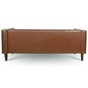 Canddidliike Traditional Sofa Couches for Living Room, Upholstered 3 seater Sofa Square Arm Brown