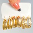 thumbnail image 5 of Golden personality, unique texture, versatile earrings, creative retro C-shaped earrings set, 3-piece set Couple jewelry Valentine's Day gift, 5 of 5
