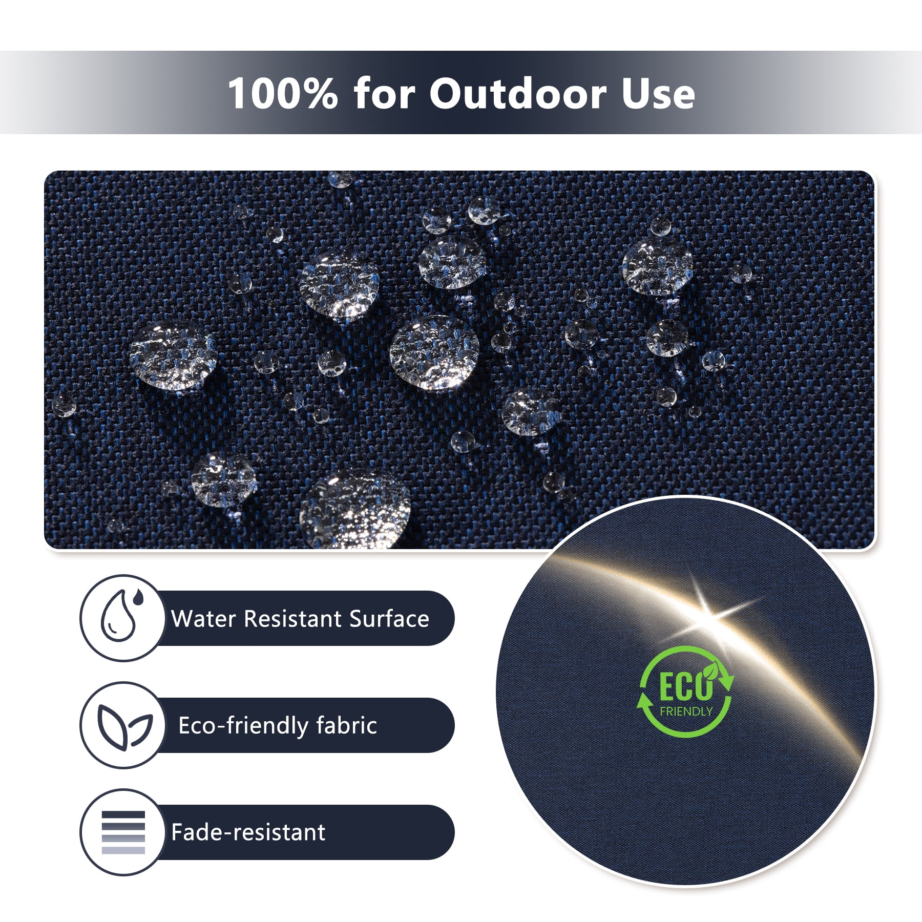 Goodgoods 20" x 21.5" Indoor & Outdoor Deep Seat Chair Cushions with Fasteners, Water & Fade Resistant, Midnight