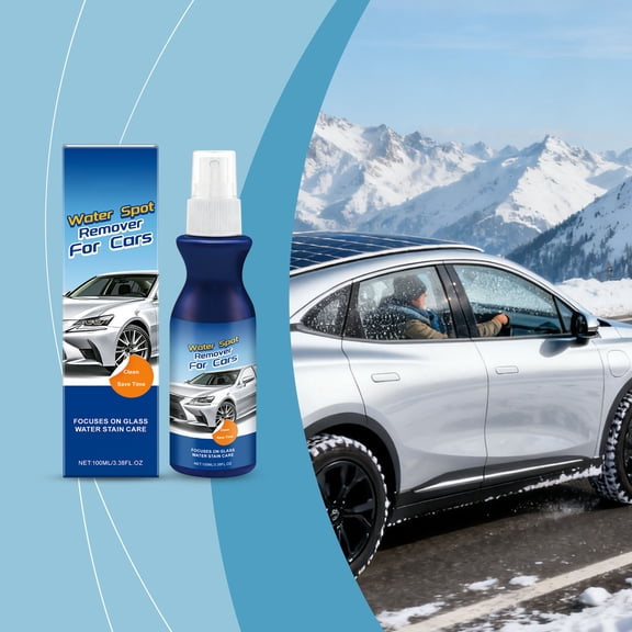 Qiopertar Water Spot Remover for Cars, 5-Second Dissolving Formula with Palm Wax Protection, Glass Cleaner Polish for Windshield Windows Headlights