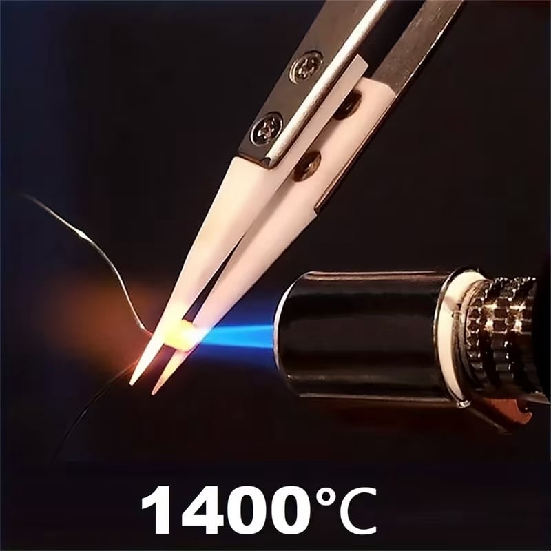 3-Piece High-Temperature Resistant Ceramic Tweezers Set - Anti-Static Insulated Stainless Steel with Protective Sheath, Ergonomic Design for Safe and Precise Handling, Black & White Options