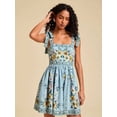 thumbnail image 6 of Multicolor Floral Print Ruched Square Neck Tie-Shoulder Mini Dress For Women, 6 of 8