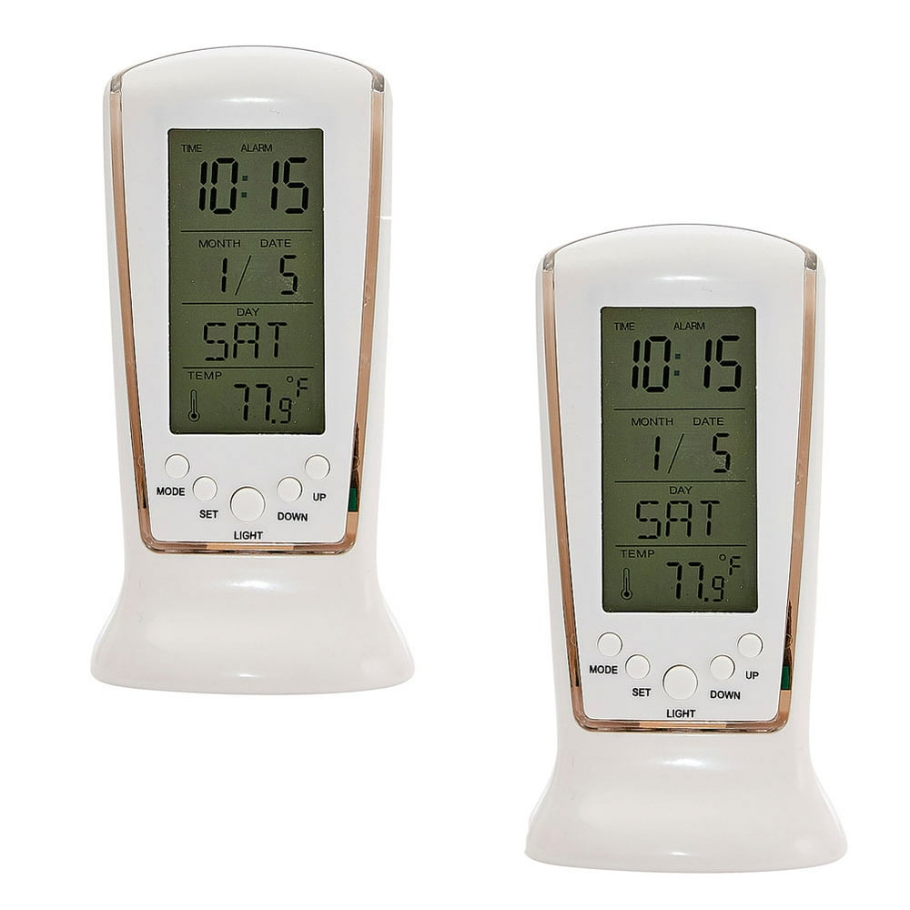 (Set/2) Tempi Clock Temperature Digital Alarm Clock Sleek and Low