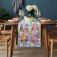 thumbnail image 2 of Blue Purple Gnomes Table Runner - 60 Inch Long, Kitchen Dining Table Runner Dresser Scarves, Spring Hydrangea Flower Leaf Green Plaid Farmhouse Decor for Coffee Tables Wedding Party Banquet, 2 of 8
