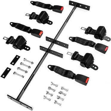 Krator Retractable Universal Golf Cart Seat Belts and Bracket Kit Compatible with Most EZGO, Club Car DS, Yamaha, and Other Golf Cart - 4x Seat Belts
