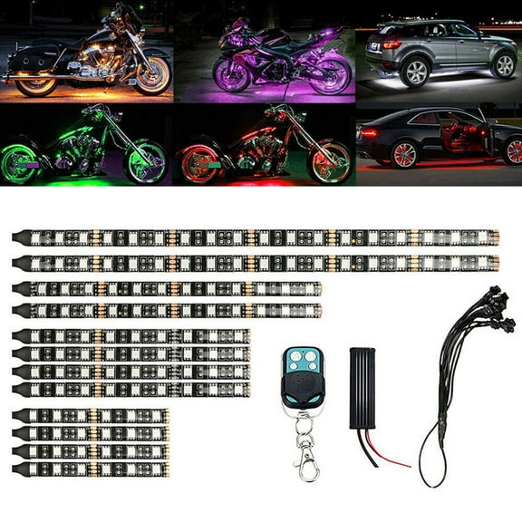 KEINXS 6X Motorcycle led lights Wireless Remote Neon Glow 18 color Light Strips Kit with 4-Level Dimmer