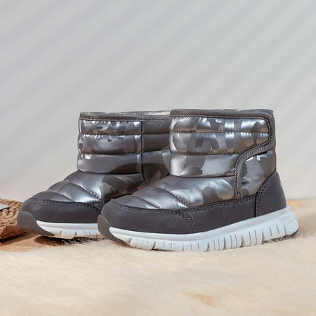 

Cuhas-Kids Boys Boys Girls Winter Snow Boots Waterproof Outdoor Warm Faux Plush Lined Shoes