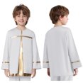 thumbnail image 6 of Hansber Kids Boys Liturgical Worship Praise Dance Top Metallic Color Block Long Sleeve Pullover Shirts Dancewear White 10, 6 of 7