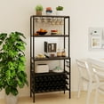 thumbnail image 2 of Gymax 3-Tier Wine Rack Coffee Bar Station w/Power Outlets Hooks Glass Holders Gray, 2 of 10