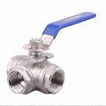 thumbnail image 2 of New style 3-Way Ball Valve, T Mounting Pad, Stainless Steel 304 Female Type for Water, Oil, and Gas with Vinyl Locking Handle (1 Inch NPT), 2 of 5