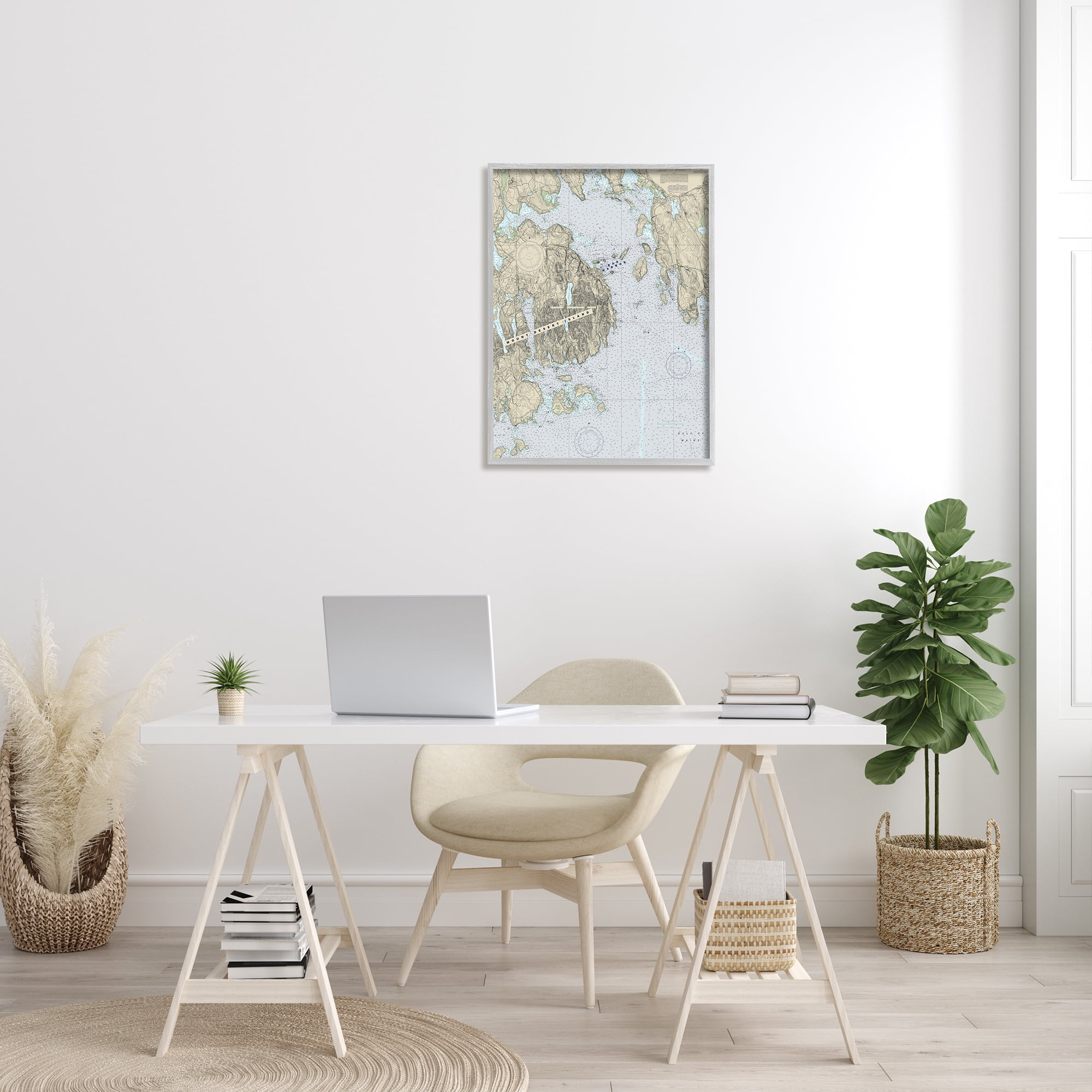 Stupell Industries Mount Desert Island Maine Coastal Map Traditional Cartography, 24 x 30, Designed by Daphne Polselli