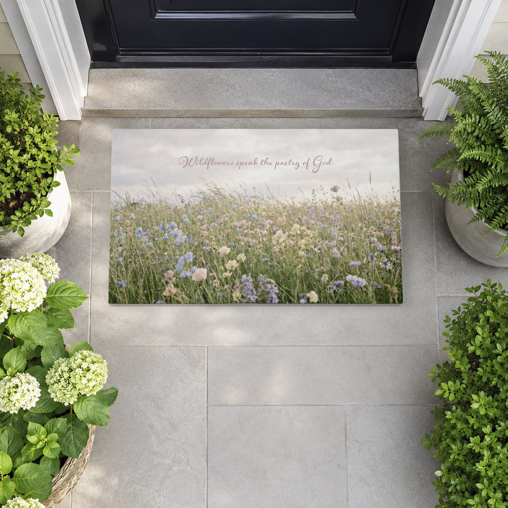 Stupell Industries Wildflowers Speak Poetry of God Printed Outdoor Door Floor Mat, design by A Barefoot Stylist
