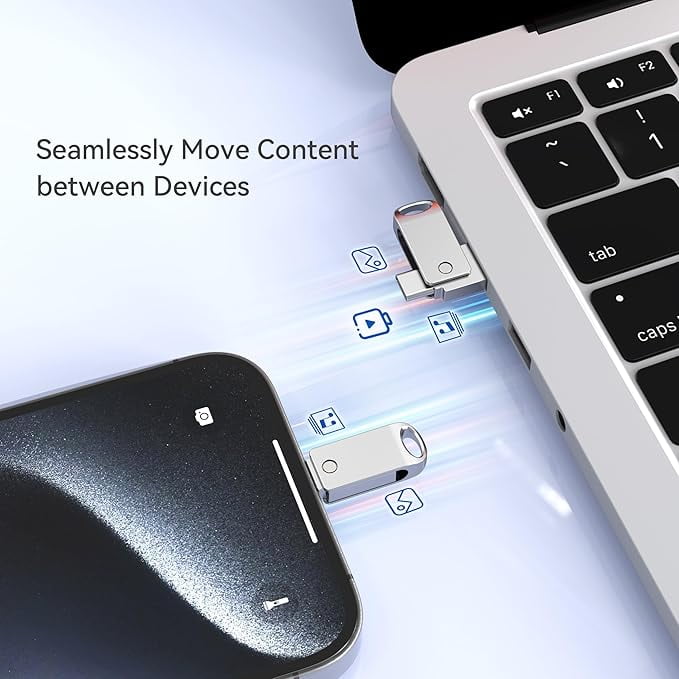KOOTION 128GB USB C Flash Drive Type C Thumb Drive Dual Port Jump Drive On the Go OTG Memory Stick Metal Zip Drive, Silver