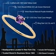 thumbnail image 2 of Gem Stone King 10K Yellow Gold Purple Amethyst and White Lab Grown Diamond Engagement Ring for Women (0.30 Cttw, Round 4MM, Gemstone February Birthstone, Size 6), 2 of 5