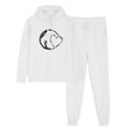 thumbnail image 2 of ibuvkizy Sweatsuits Women 2 Piece Outfit!Outfits Men's and Women's Sports Tracksuits Long Sleeve Pullover Hoodies Sweatshirt Loose Coat and Sweatpants Fall Winter Suit White,M, 2 of 7