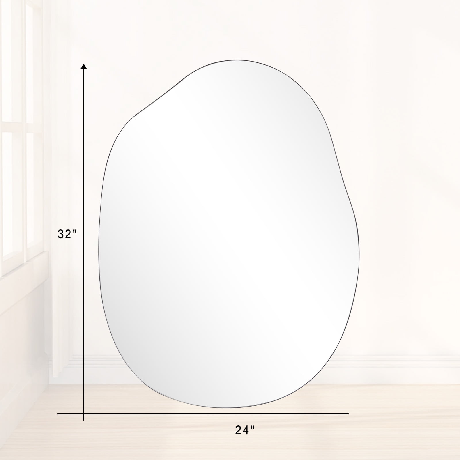 BEAUTYPEAK 24" x 32" Vanity Mirror Wall Wavy Mirror Bathroom Mirror Decor , Black