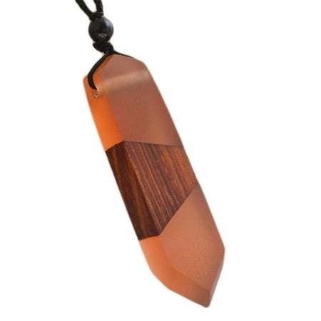 - StylesILove Handmade Vintage Wood and Resin Pendant Rope Chain Necklace Chocker (Orange)