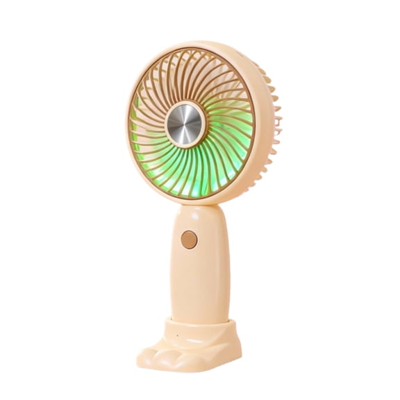 Beige Beige Mini Handheld Fan With Base Usb Rechargeable Portable Small Fan 3 Speeds Plastic For Desk Outdoor Summer