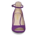 thumbnail image 4 of YDN Women Sexy Peep Toe Elegant Kitten Low Heel Sandals Trendy Ankle Unique Buckle Straps Pumps Party Shoes Size 12 Purple, 4 of 4