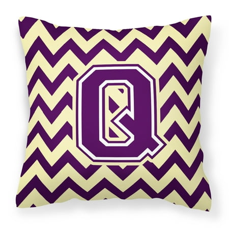 Letter Q Chevron Purple and Gold Fabric Decorative Pillow
