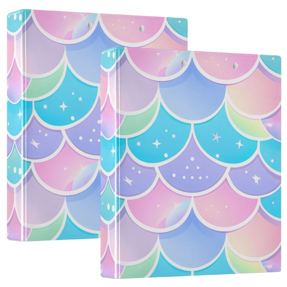 Mermaid Scales Hardcover 3 Ring Binder 1.5 inch Round Rings with Interior Pockets Binders Organizer Office School 1 Pack