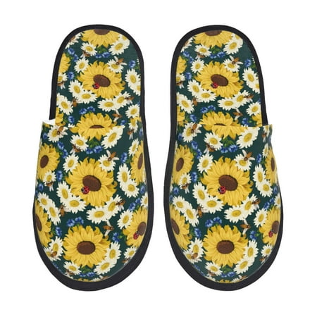 

Fuzoiu Insects Of Flowers Print Unisex Furry Slippers Plush Indoor Shoes Trendy House Slippers Anti-Skid EVA Sole House Shoes for Home Office and Travel -Medium