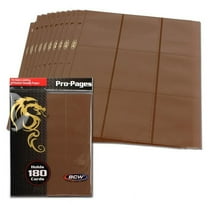 1 pack of 10 BCW 2 5/8" x 3 3/4" Card 18-Pocket Side Loading Solid Brown Pro Binder Pages