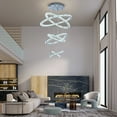 thumbnail image 4 of Miumaeov Modern Crystal Chandelier Lighting 6 Rings DIY Design Chandelier LED Ceiling Lights Fixtures 3-Color High Ceiling Foyer Chandelier for Living Room Dining Room Staircase, 4 of 15