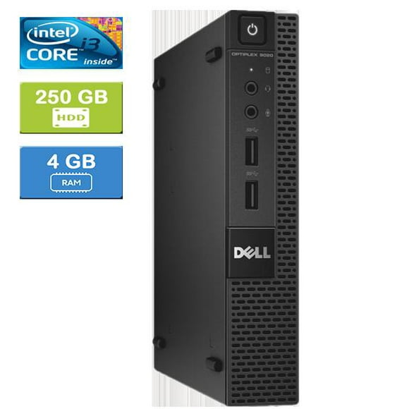 Refurbished: DELL 9020 MICRO Intel Core i3- 4160T 3.10 GHz, 4GB, 250GB SSD, Win 10 Pro