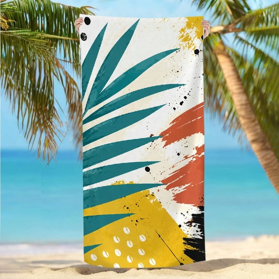 RKSupls Abstract Tropical Brushstrokes Quickly Absorb Moisture Beach Towel, Machine Washable Ultra-Soft Microfiber Ideal for Bathroom beach yoga 30x60 in