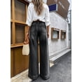 thumbnail image 2 of Women's High Waisted Wide Leg Jeans Black Denim Baggy Casual Pants, 2 of 7