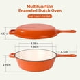 thumbnail image 3 of Daluvenix 2 in 1 Cast Iron Dutch Oven Pot with Skillet Lid, 3+1.5qt Enamel Dutch Oven Dual Handle, All-in-One Cookware, Orange, 3 of 7