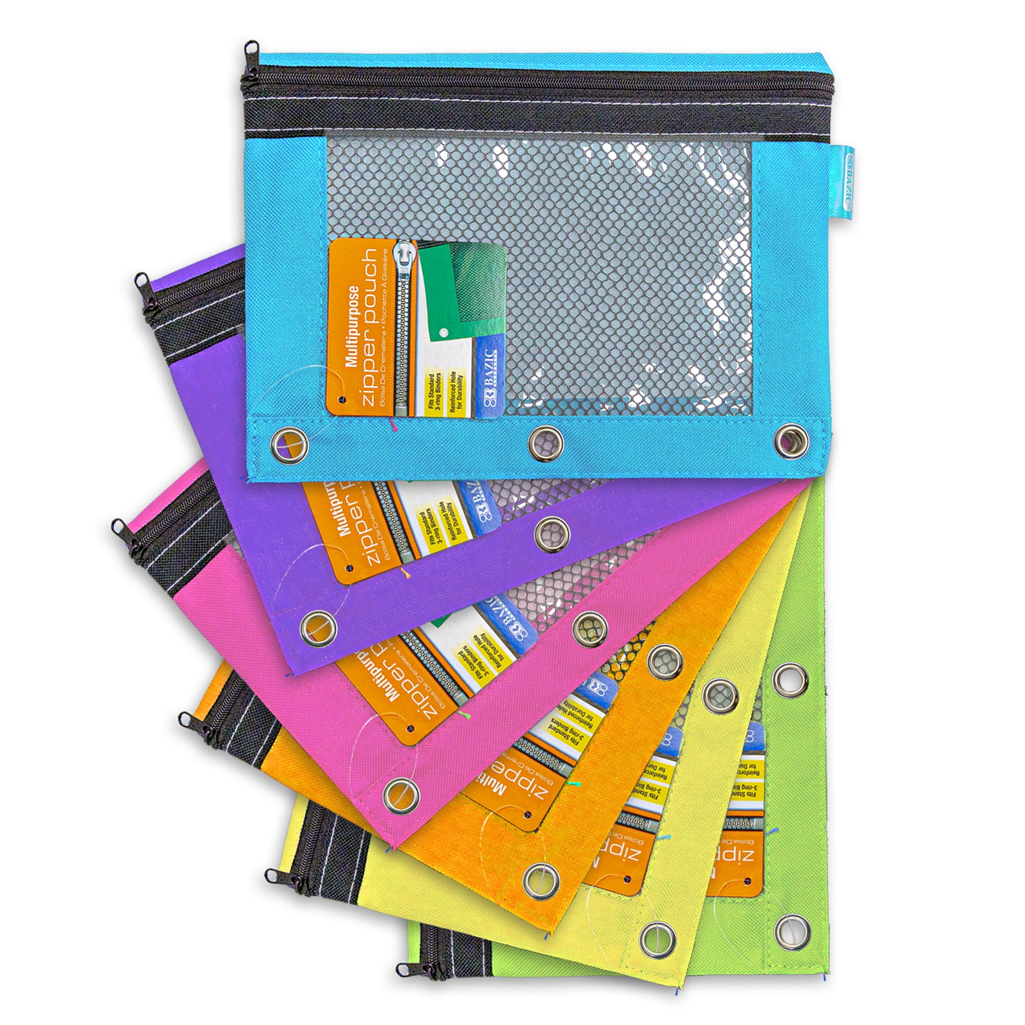 3-Ring Binder Pencil Pouch with Window - 4 Pastel Colors —