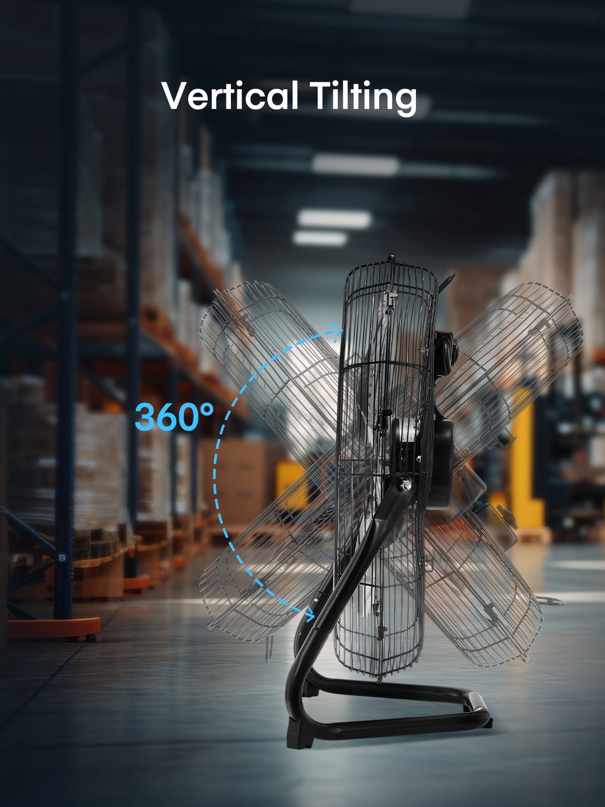 FOHERE 20" High Velocity Floor Fan, Heavy Duty Metal Cooling Fans with 3 Speeds, 360° Tilt Head, Etl Safety Listed, for Industrial, Commercial Space, Garage, Gym, Warehouse, Shop