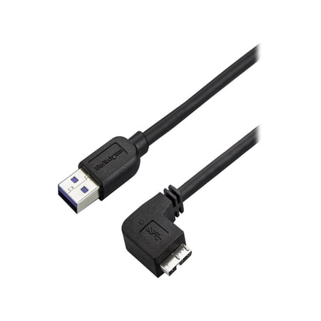 UPC: 0065030861434 | StarTech.com 0.5m 20in Slim Micro USB 3.0 Cable – M/M – USB 3.0 A to Right-Angle Micro USB – USB 3.1 Gen 1 (5 Gbps)