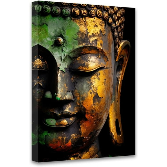 Gold Buddha Canvas Wall Art Zen Picture Buddha Statue Painting Print Modern Meditation Yoga Room Office Decor Frame (Buddha - 2, 12x18inch (30x45cm))