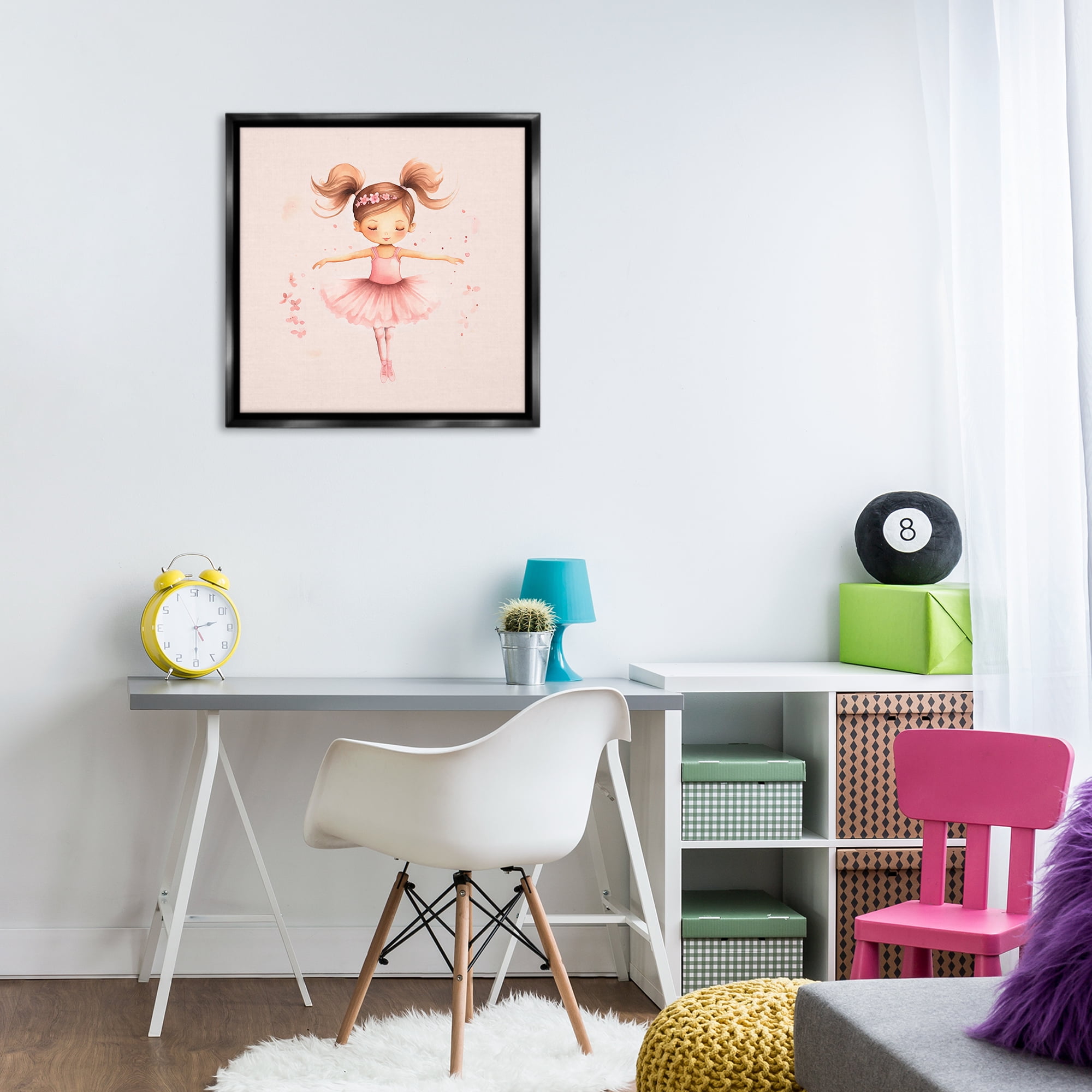 Stupell Industries Ballerina Dancer Girl People Painting Black Floater Framed Canvas Art Print Wall Art, 25 x 25